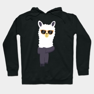 Cute Llama With Glasses - Funny Llama Art In Retro Style Hoodie